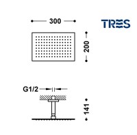 MEDIDAS ROCIADOR DUCHA A TECHO TRES